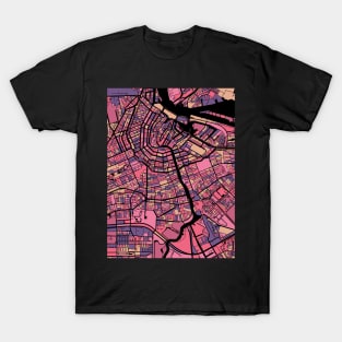 Amsterdam Map Pattern in Purple & Pink T-Shirt